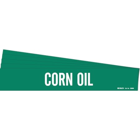Brady CORN OIL Pipe Marker Style 1 White on Green 1 per Card, 5 PK 106096-PK